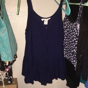Navy tank top with buttons